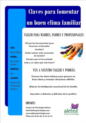 Nuevo taller para madres, padres y profesionales: 'Claves para fomentar un buen clima familiar' | Aletea Psicólogos